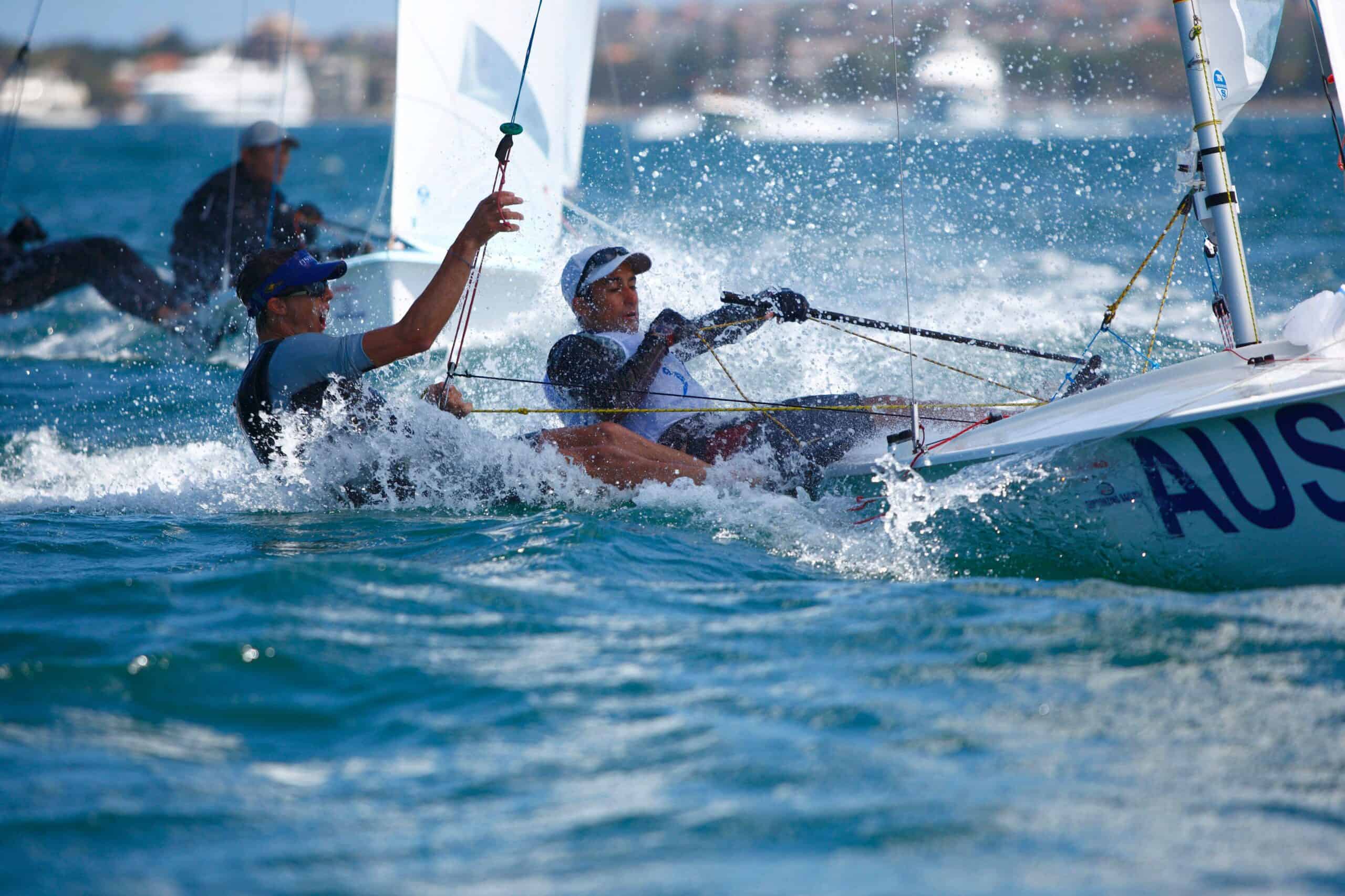 Sailors racing in a regatta at Woollahra Sailing Club, Australia.