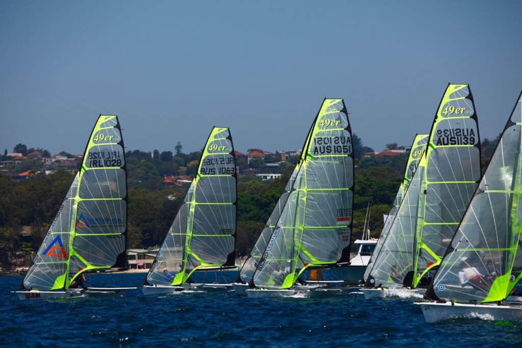 Sailboats racing at Woollahra Sailing Club in Sydney Harbour.