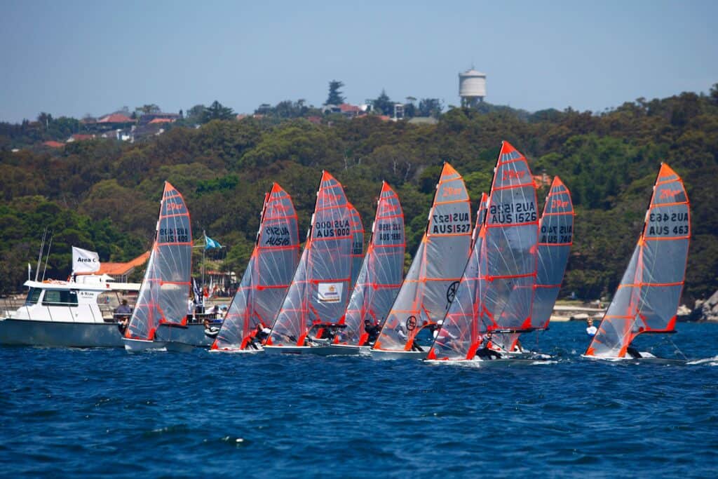 Sailboats racing at Woollahra Sailing Club on Sydney Harbour.