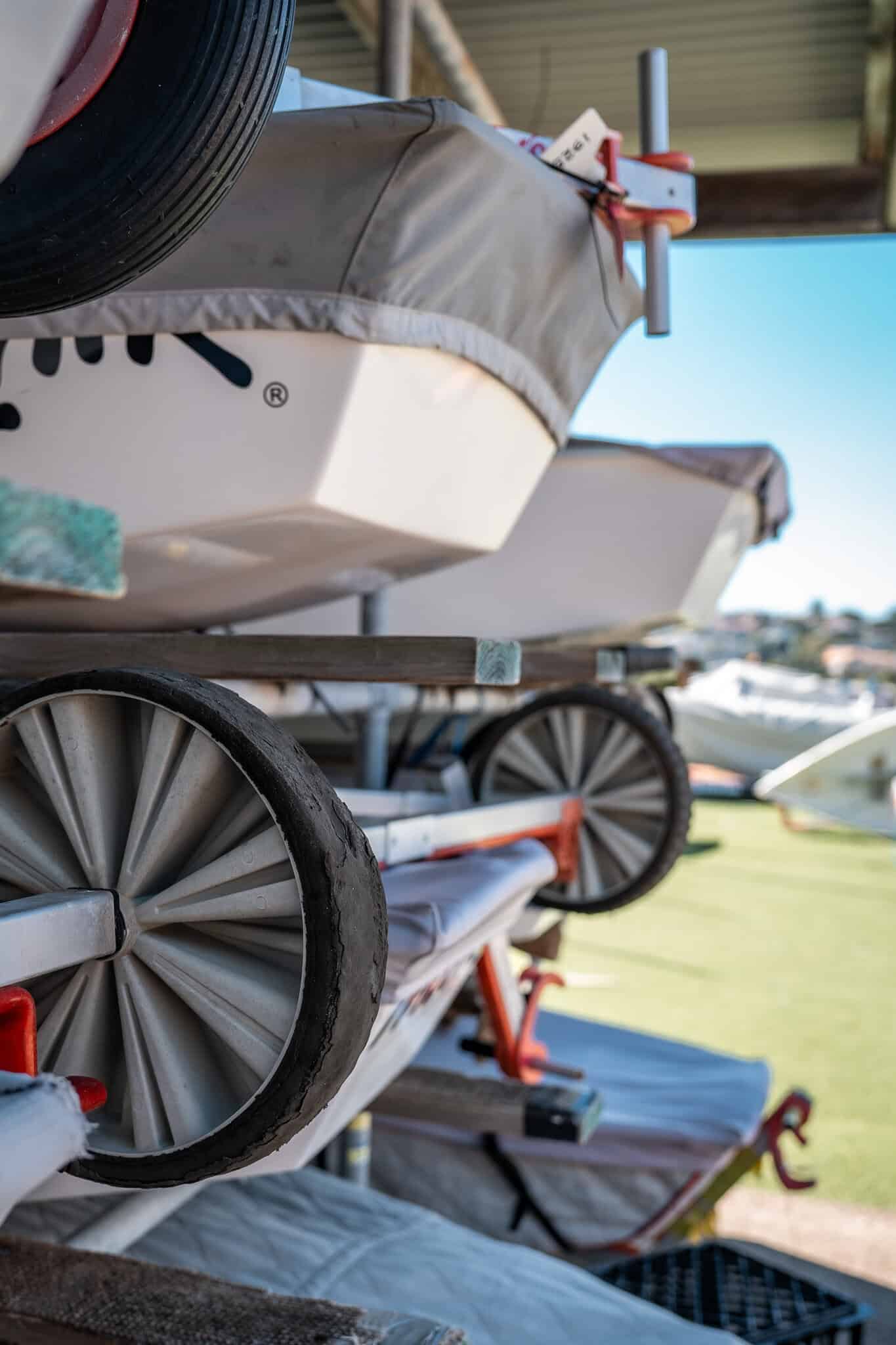 Sailing boats and gear at Woollahra Sailing Club in Sydney.