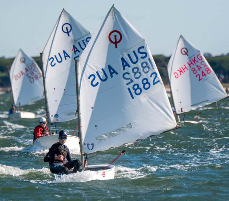 Sailboats racing at Woollahra Sailing Club in Sydney, Australia.
