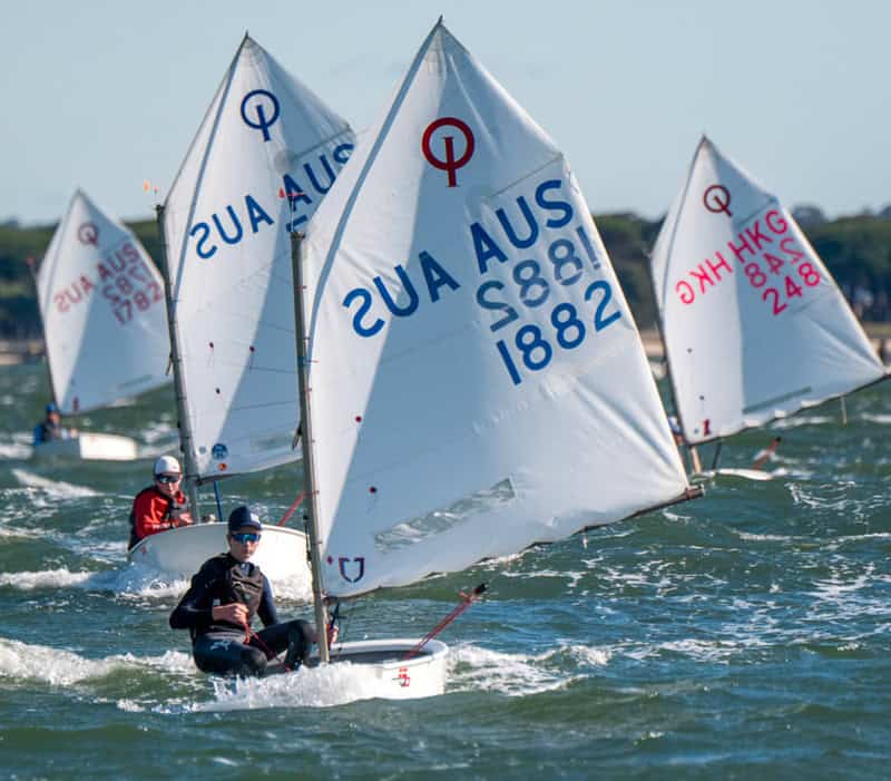 Sailboats racing at Woollahra Sailing Club in Sydney, Australia.