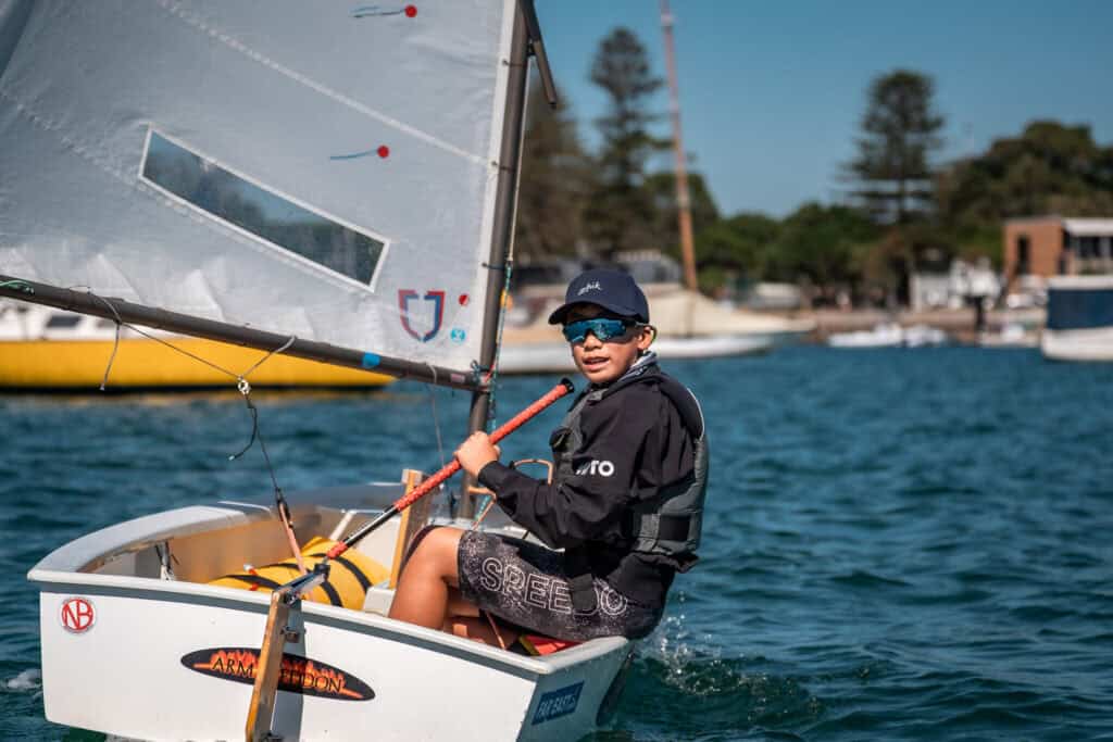 Youth sailing student on Rose Bay