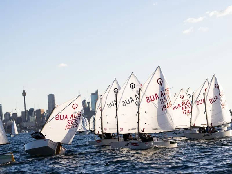 Sailboats racing at Woollahra Sailing Club during Sprint Regatta in Sydney.